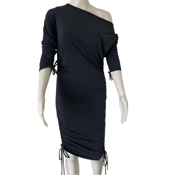 Lanston Sport Dresses & Skirts - Revolve Lanston Blue Side Rouche Off The Shoulder Soft Midi Dress XS